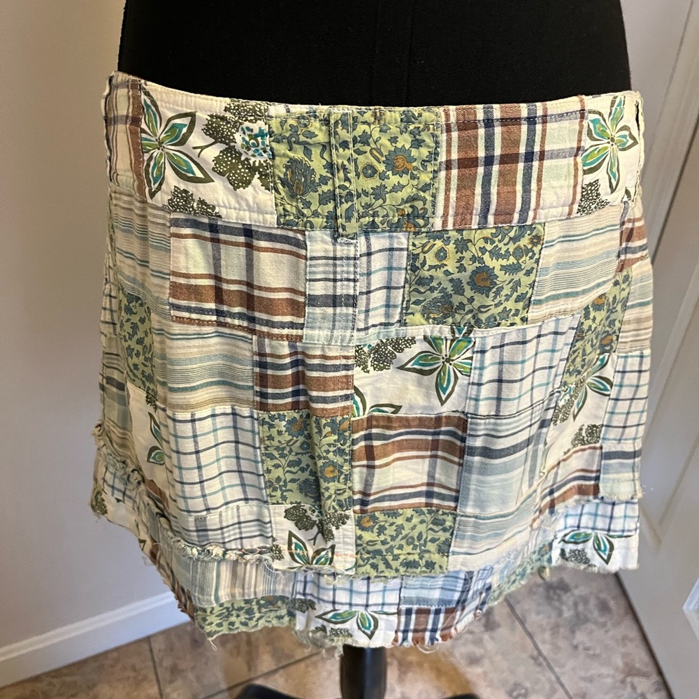 Patchwork Mini Skirt With Button Detail - image 5